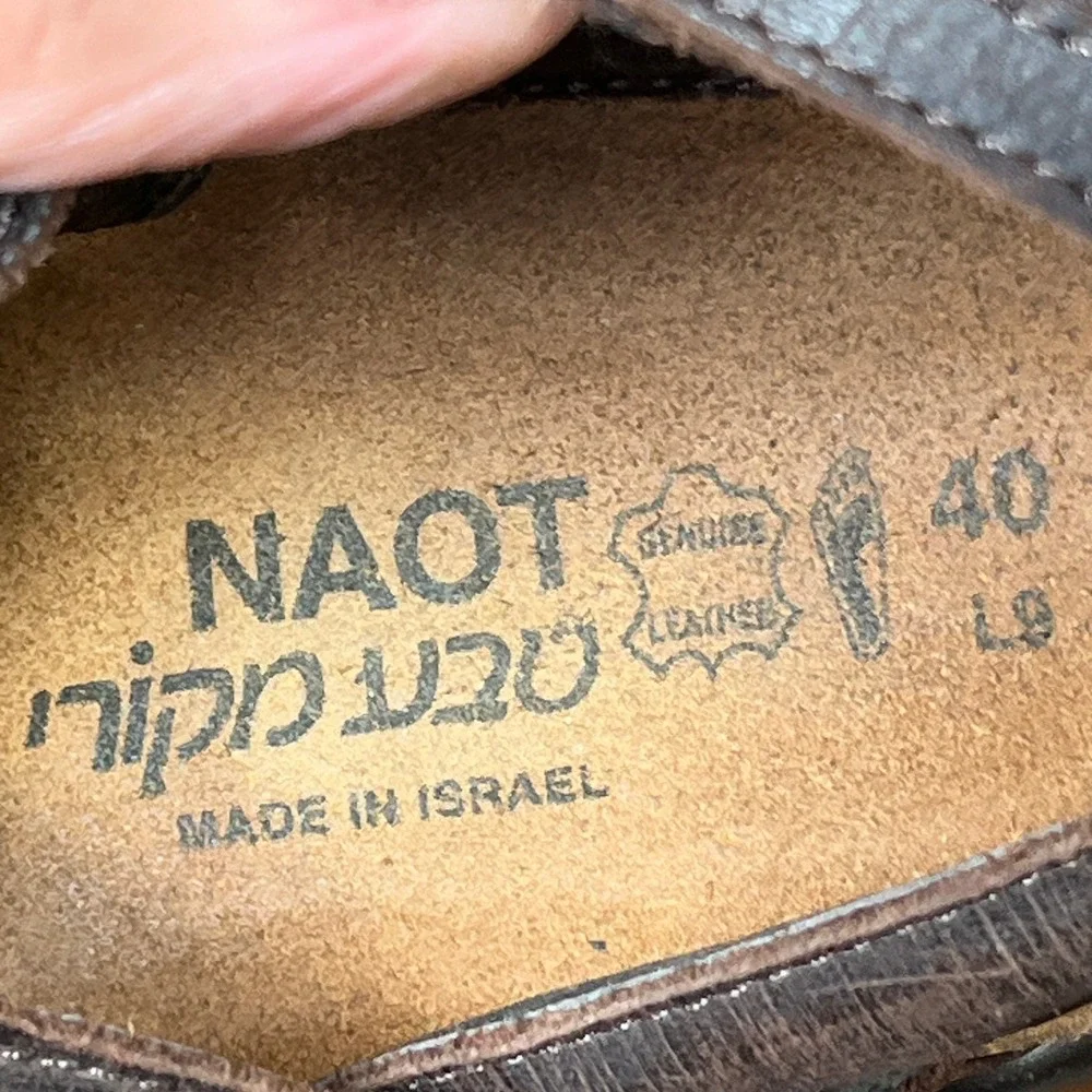 Naot Sara Gladiator Walking Sandals Brown Leather Made in Israel Womens 9‎ EU 40
